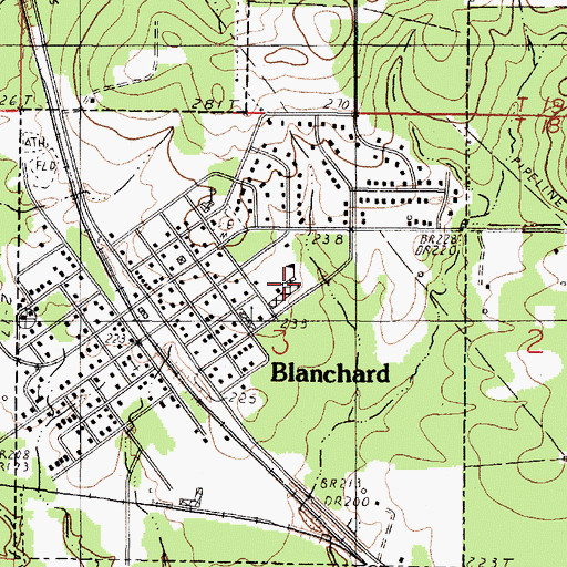 Topographic Map of Blanchard Elementary School, LA
