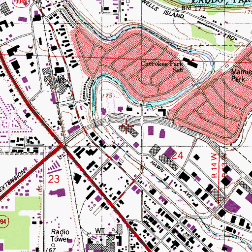Topographic Map of Freestate Shopping Center, LA