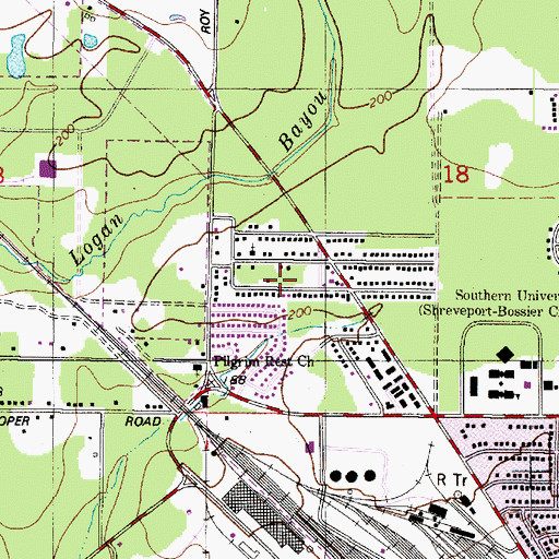 Topographic Map of Pine Hill Estates, LA