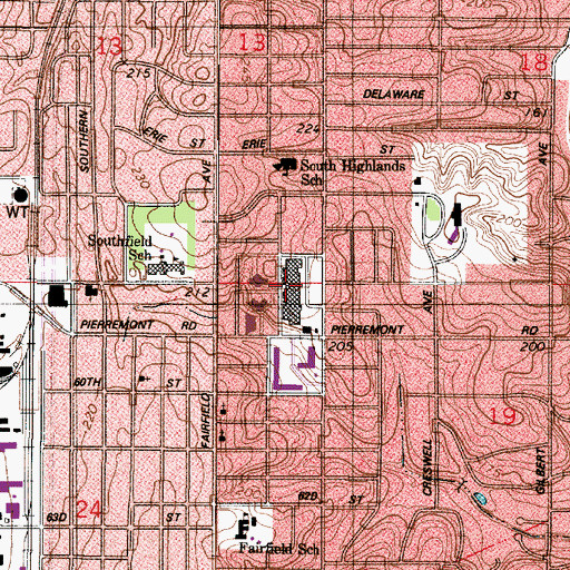 Topographic Map of Uptown Shopping Center, LA