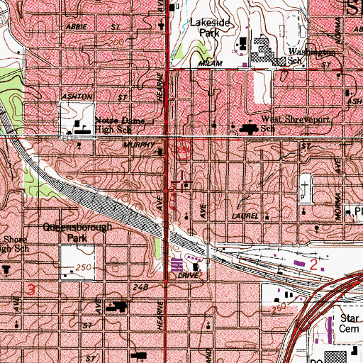 Topographic Map of Saint Mary Baptist Church, LA