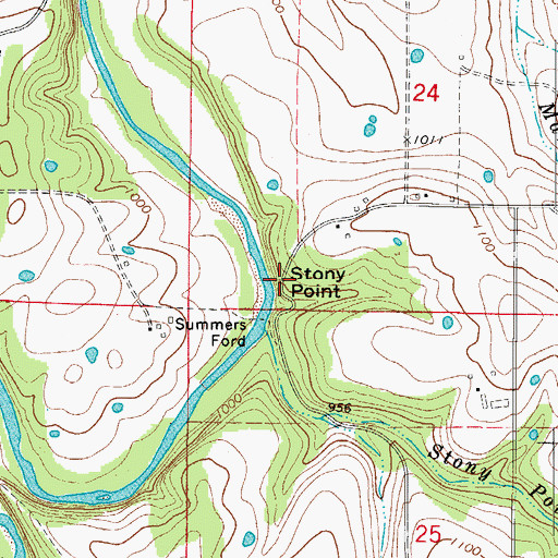 Topographic Map of Stony Point, AR