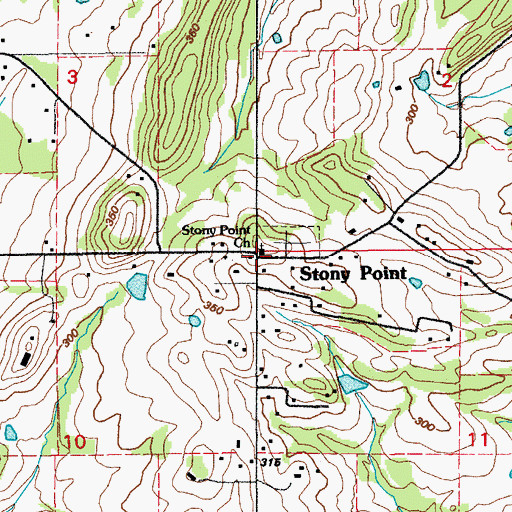 Topographic Map of Stony Point, AR