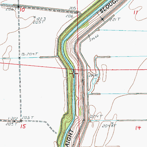 Topographic Map of Straight Slough, AR