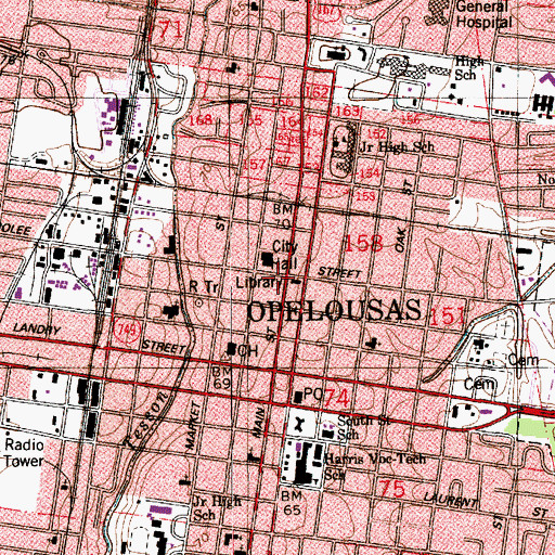 Topographic Map of Opelousas Sanitarium (historical), LA