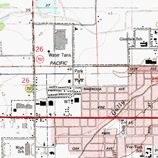 Topographic Map of Saint Edmunds Athletic Field, LA