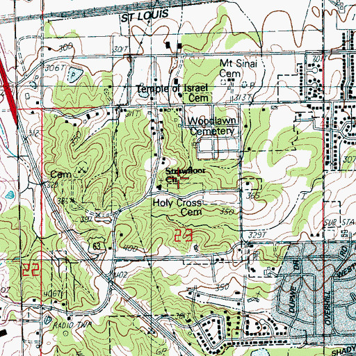 Topographic Map of Straw Floor Cemetery, AR