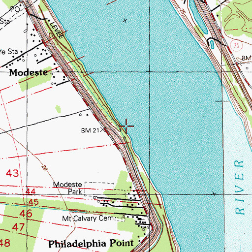 Topographic Map of Philadelphia Point Revetment, LA