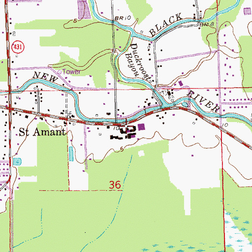 Topographic Map of Saint Amant Middle School, LA