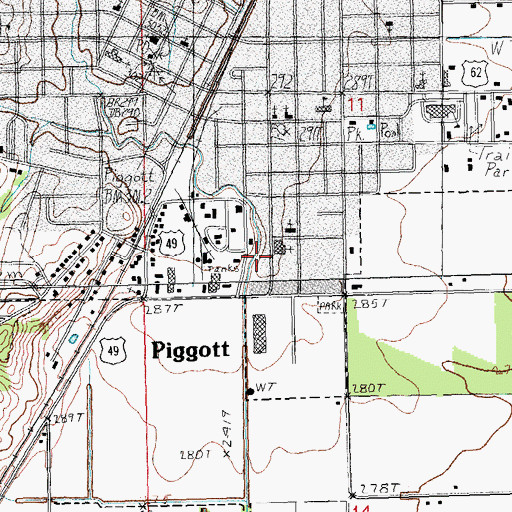 Topographic Map of Sugar Creek, AR