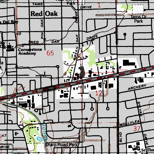 Topographic Map of Alamo Plaza Shopping Center, LA