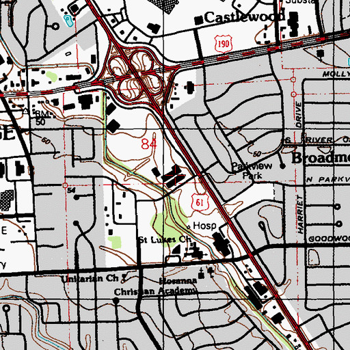 Topographic Map of Connells Village Shopping Center, LA