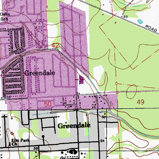 Topographic Map of Glen Oaks Park Elementary School, LA