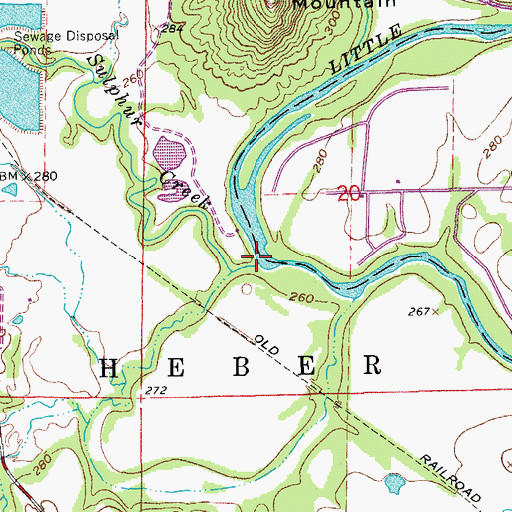 Topographic Map of Sulphur Creek, AR