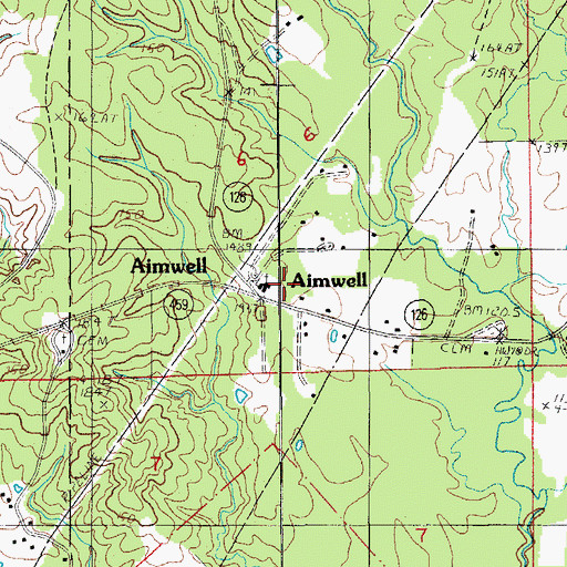 Topographic Map of Aimwell Baptist Church, LA
