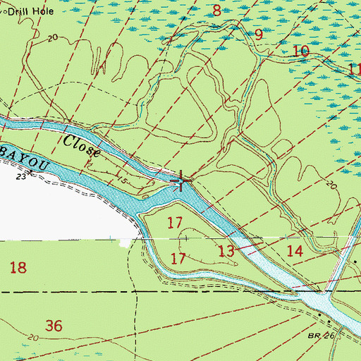 Topographic Map of Bayou Close, LA