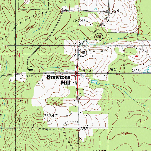 Topographic Map of Brewtons Mill, LA