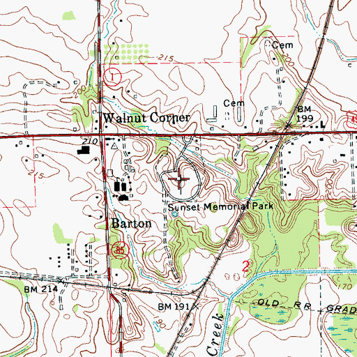 Topographic Map of Sunset Memorial Park, AR