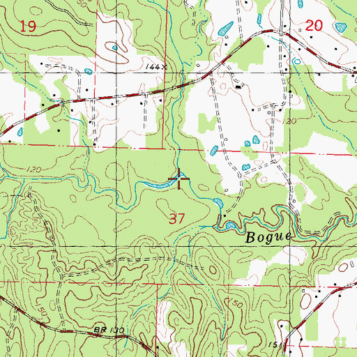 Topographic Map of Bens Creek, LA