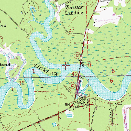 Topographic Map of Blood River, LA