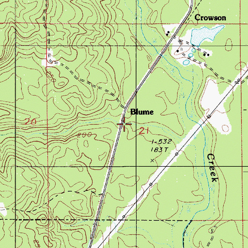 Topographic Map of Blume, LA