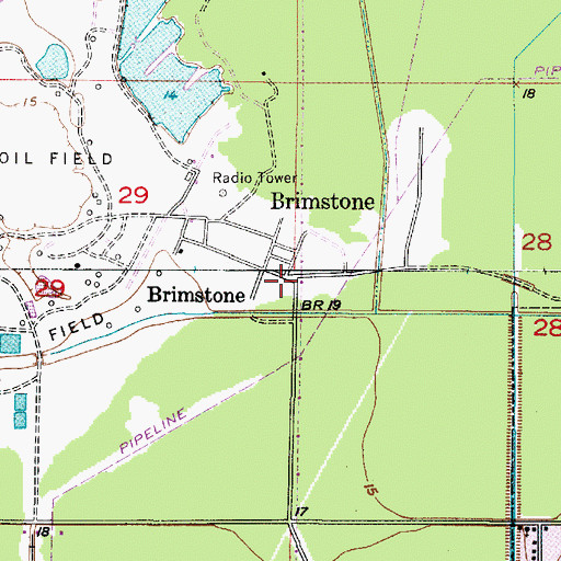 Topographic Map of Brimstone, LA