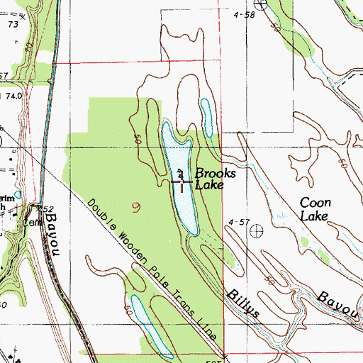 Topographic Map of Brooks Lake, LA