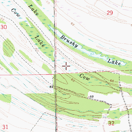 Topographic Map of Brushy Lake, LA
