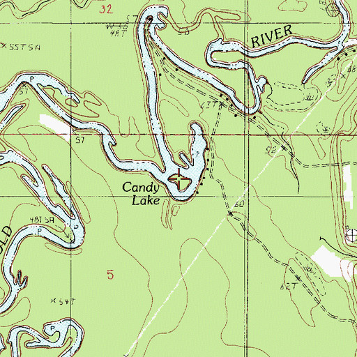 Topographic Map of Candy Lake, LA