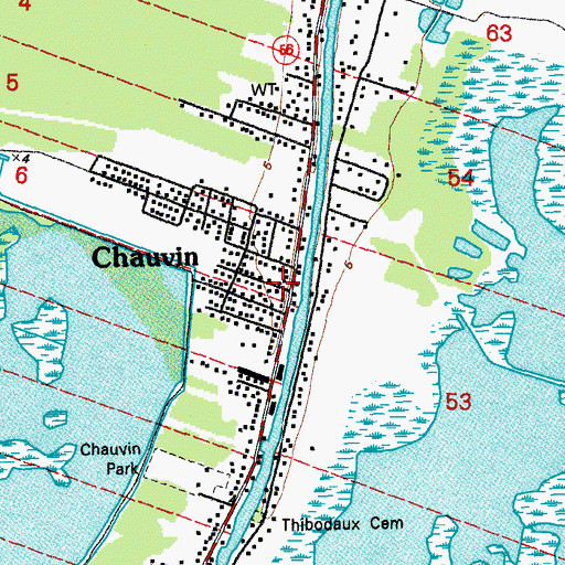 Topographic Map of Chauvin, LA