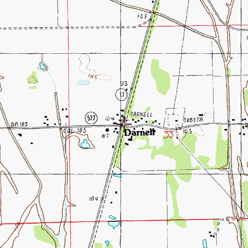 Topographic Map of Darnell, LA