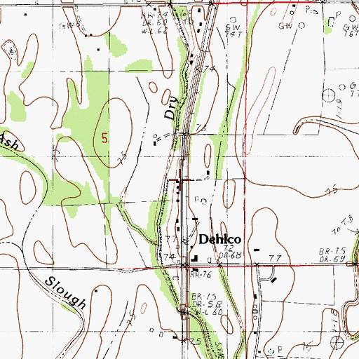 Topographic Map of Dehlco, LA