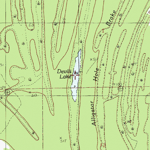 Topographic Map of Devils Lake, LA