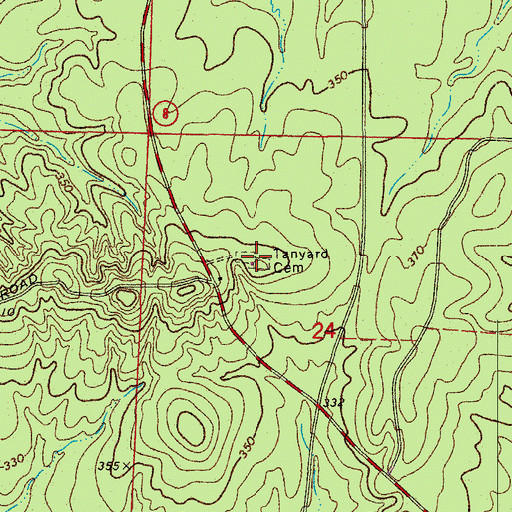 Topographic Map of Tanyard Cemetery, AR