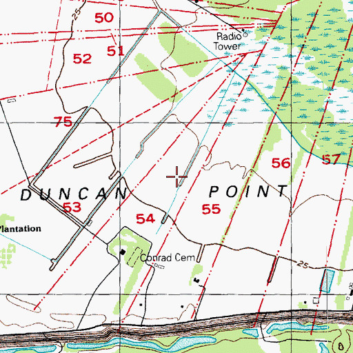 Topographic Map of Duncan Point, LA