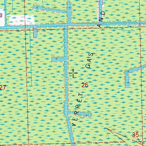 Topographic Map of East Lake Verret Gas and Oil Field, LA