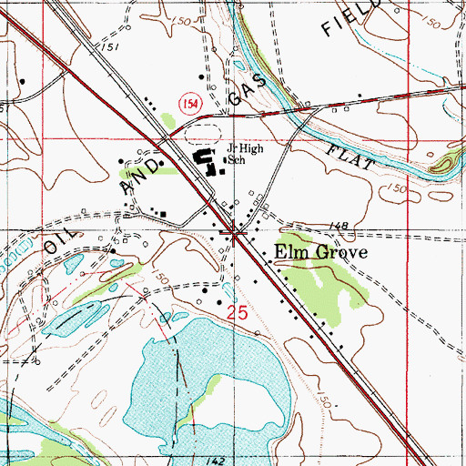 Topographic Map of Elm Grove, LA