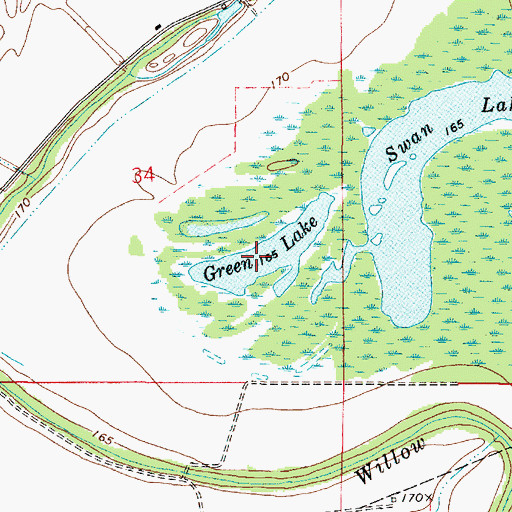 Topographic Map of Green Lake, LA