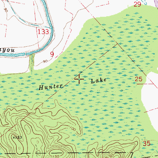 Topographic Map of Hunter Lake, LA