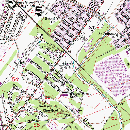 Topographic Map of Hunter Park, LA
