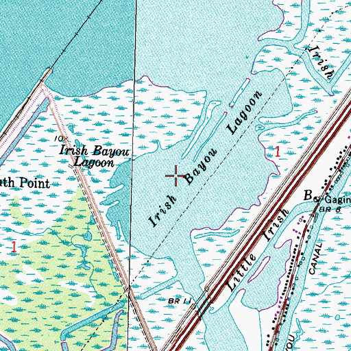 Topographic Map of Irish Bayou Lagoon, LA