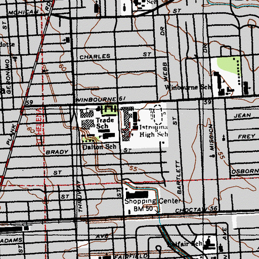 Topographic Map of Istrouma High School, LA