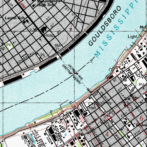 Topographic Map of Jackson Avenue Gretna Ferry, LA