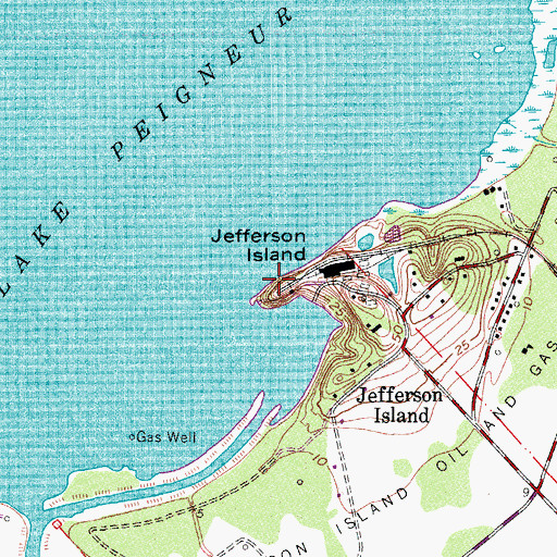 Topographic Map of Jefferson Island, LA