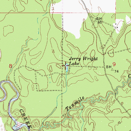 Topographic Map of Jerry Wright Lake, LA