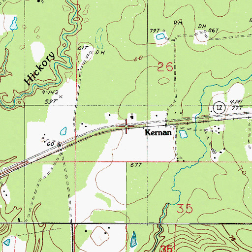 Topographic Map of Kernan, LA