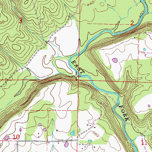 Topographic Map of Tenny Creek, AR