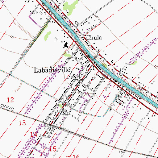 Topographic Map of Labadieville, LA