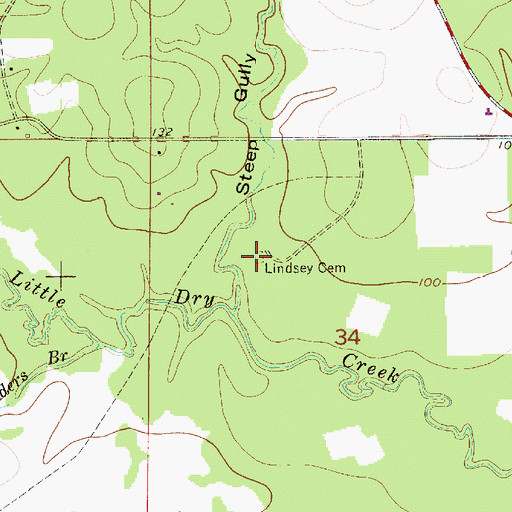 Topographic Map of Lindsey Cemetery, LA