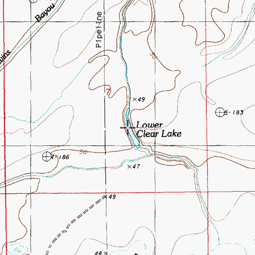 Topographic Map of Lower Clear Lake, LA